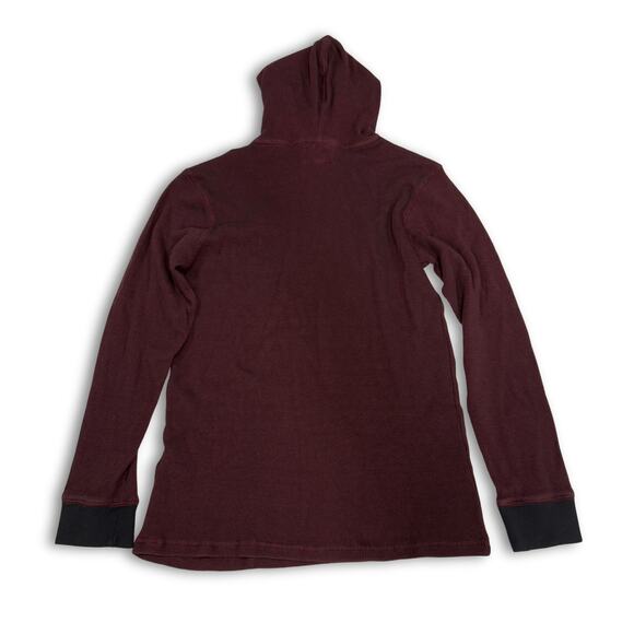 Billabong Waffle Knit Burgundy Hoodie | Men's L - Picture 2 of 6